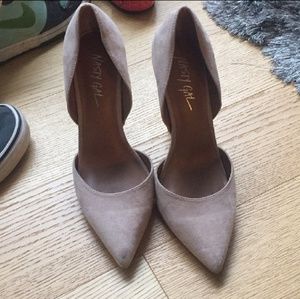 Nude tan suede heels